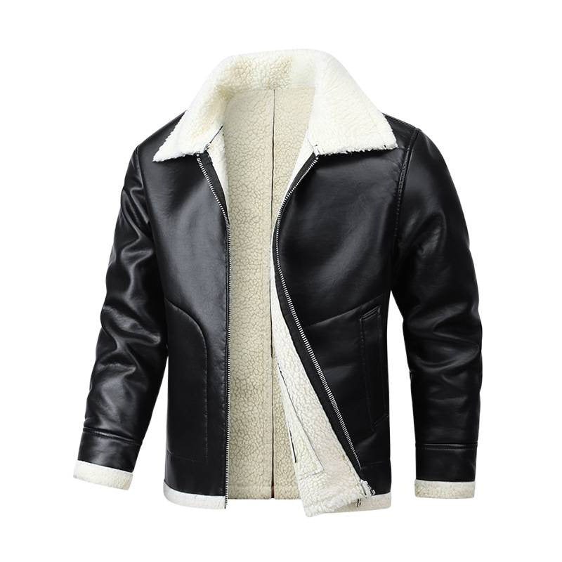 Men's Sheepskin Leather Jacket Fleece Lined Extra Thick Outerwear