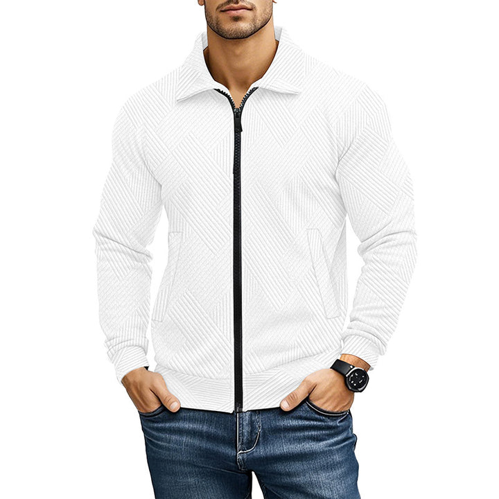 Men's Waffle Texture Jacket – Regular Fit Turn-Down Collar