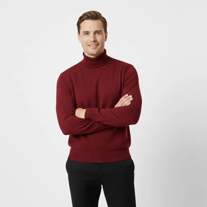 Men's Wool-Lined Turtleneck Sweater – Thick Velour Feel, Relaxed Fit
