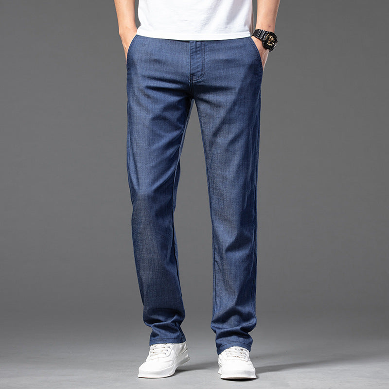 Men’s Stretch Jeans – Lightweight High Waist Straight-Leg Denim