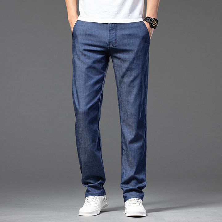 Men’s Stretch Jeans – Lightweight High Waist Straight-Leg Denim