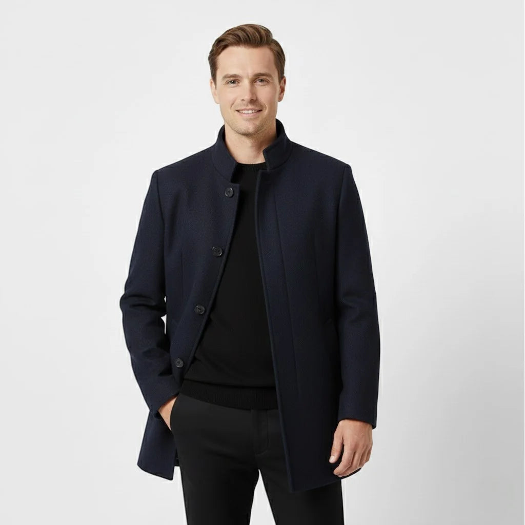 Men's Merino Wool Coat – Structured Silhouette with Removable Lining