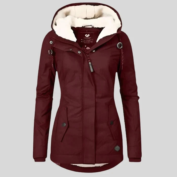 Women's Quilted Hooded Coat – Relaxed Fit Fleece-Lined