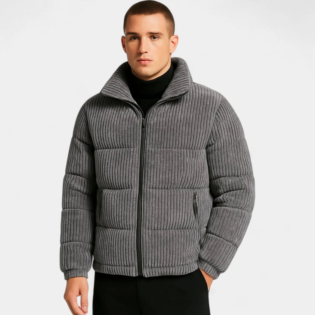 Men's Corduroy Quilted Jacket – Relaxed Fit, Padded Structure