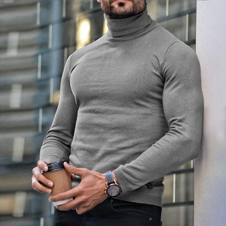 Men's Printed Stretch Turtleneck T-Shirt – Soft Long Sleeve Top