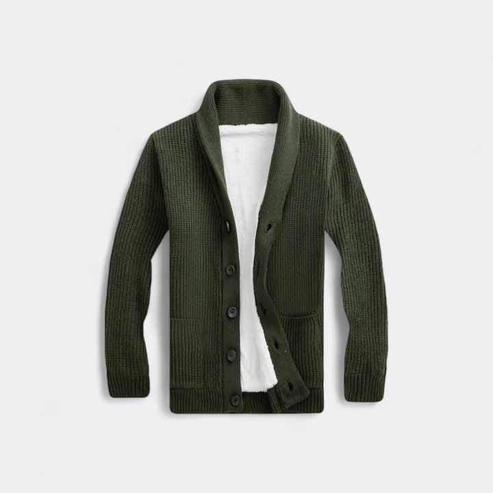 Men's Knitted Cardigan Sweater – Minimalist V-Neck Wool Blend Style