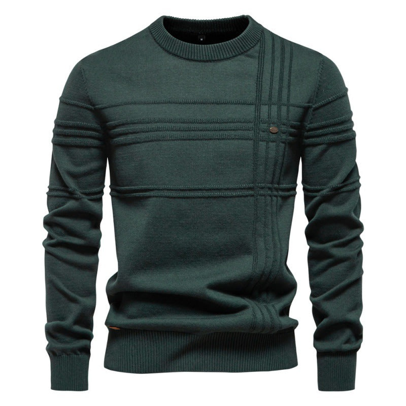 Cotton Men's Pullover Sweater – Slim Fit Crew Neck Knit