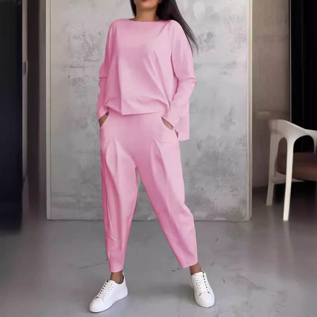 Women's Soft Knit Two Piece Lounge Set – Tapered Loungewear Outfit