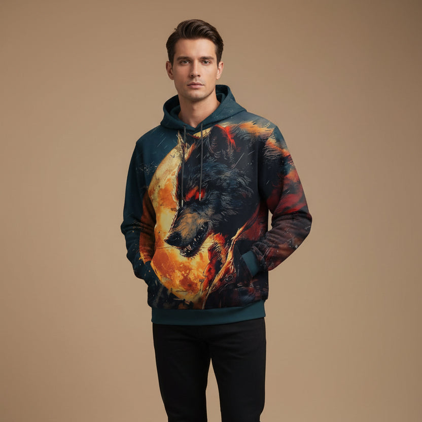 Men's 3D Pumpkin Head Hoodie – Relaxed Halloween Pullover