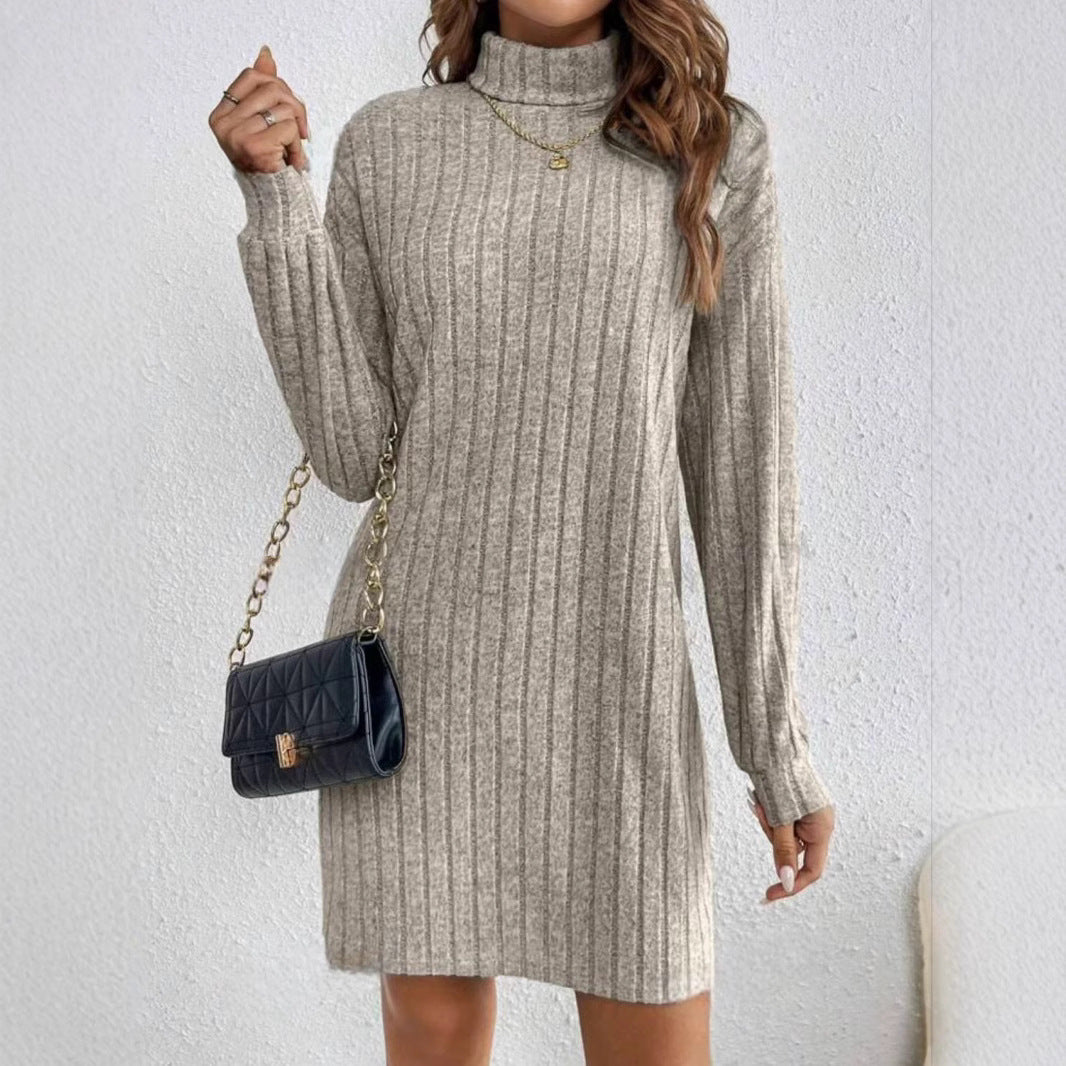 Women's Midi Dress – Soft Cotton Loose Fit Solid Color Dress