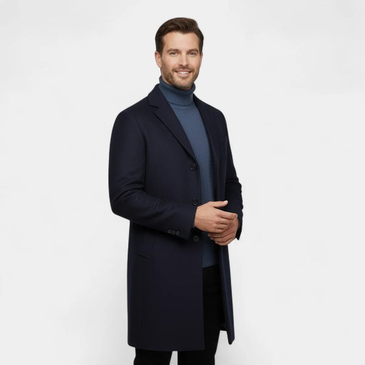 Men's Wool Blend Trench Coat – Classic Mid-Length Overcoat