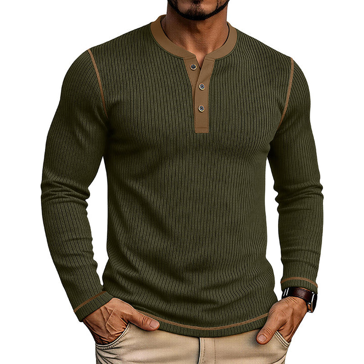 Men's Long Sleeve Colorblock Henley T-Shirt – Modern Fit