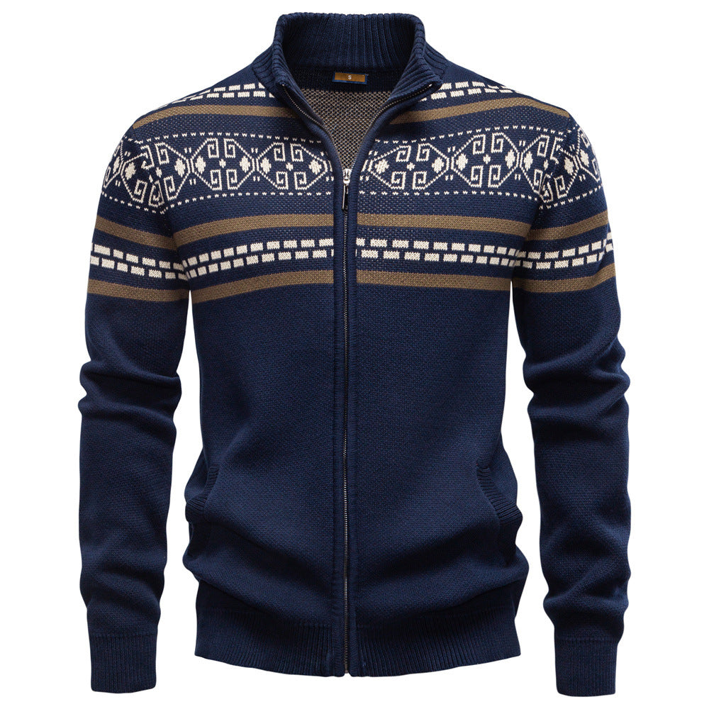 Men's Cotton Zip-Up Sweater Jacket – Slim Fit Knit Design