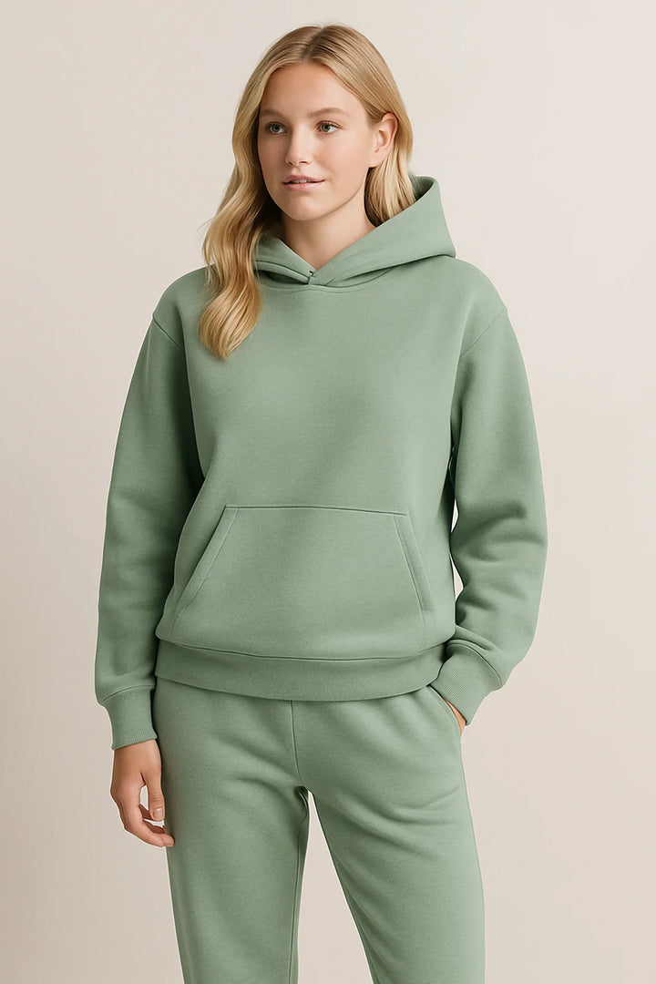 Women's Hooded Pajama Set – Linen-Feel, Relaxed Fit Loungewear