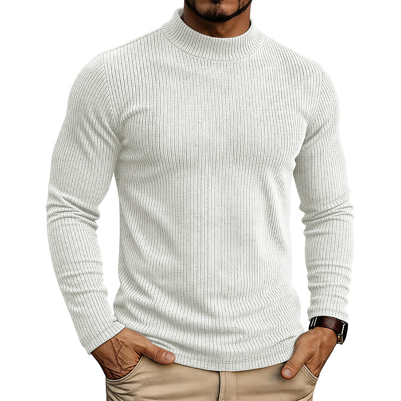 Men's Mandarin Collar Sweater – Slim Fit Knit Thermal Pullover