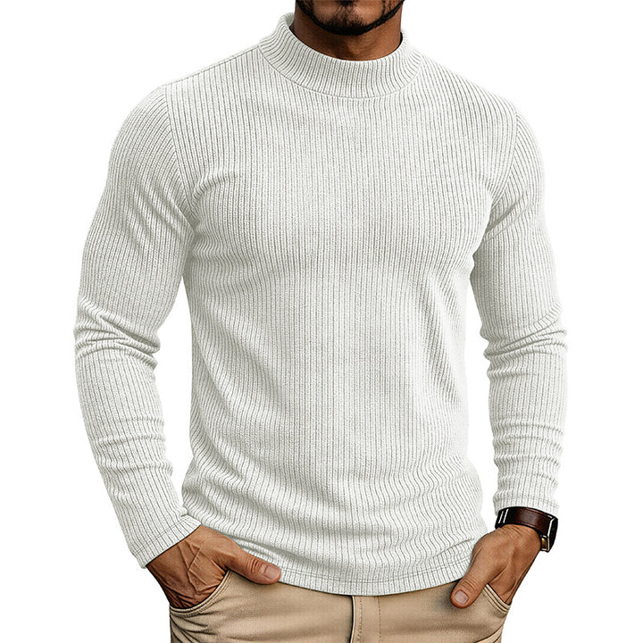 Men's Mandarin Collar Sweater – Slim Fit Knit Thermal Pullover