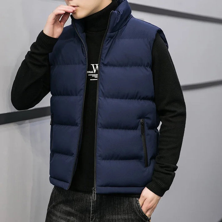 Men's Quilted Sleeveless Vest – Leisure Warmth with Stand Collar