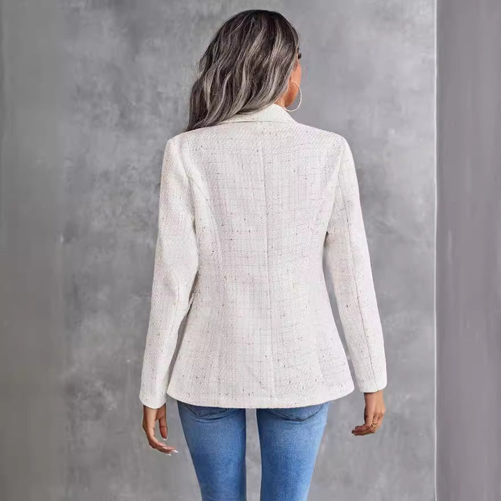 Tweed Double Breasted Jacket for Women – Structured Lapel Blazer