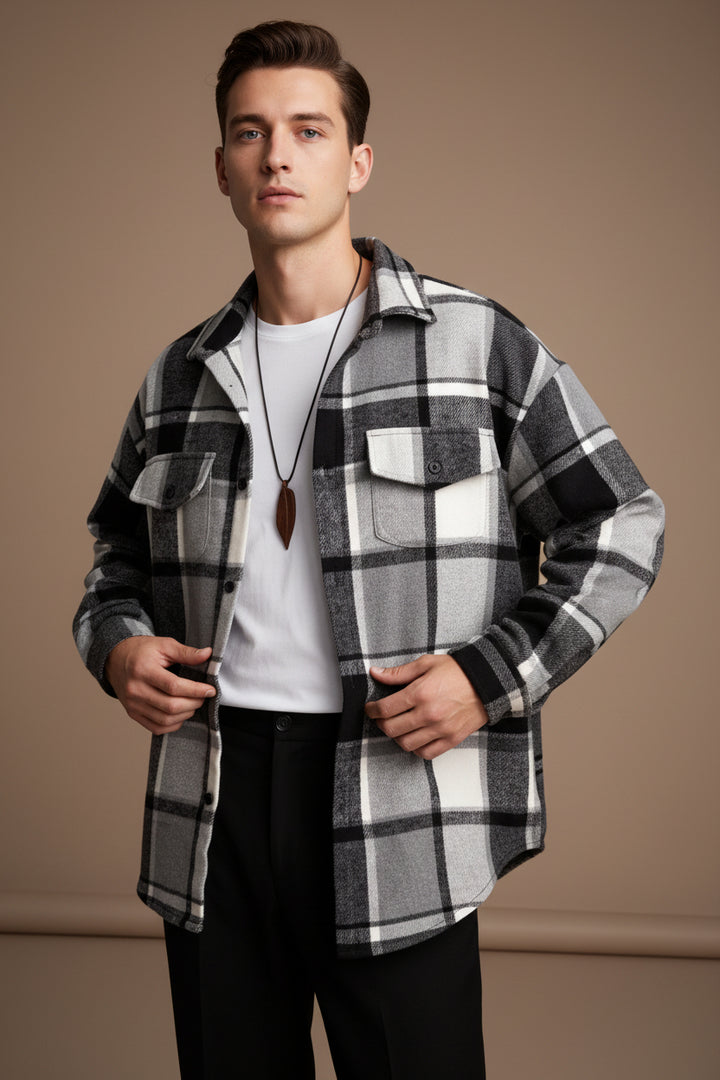 Men's Flannel Shirt – Brushed Plaid, Relaxed Fit, Long Sleeve