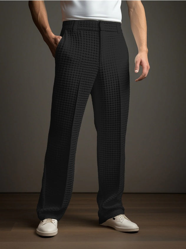 Men's Waffle Texture Business Trouser – Straight-Leg Versatility
