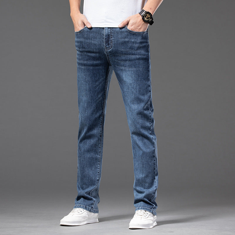 Men's Denim Stretch Trouser – Straight-Leg, Half Elastic Waist