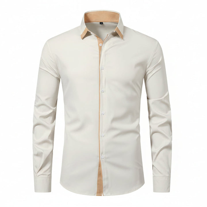 Men's Casual Long Sleeve Shirt – Cotton Blend Contrast Stitch Cardigan