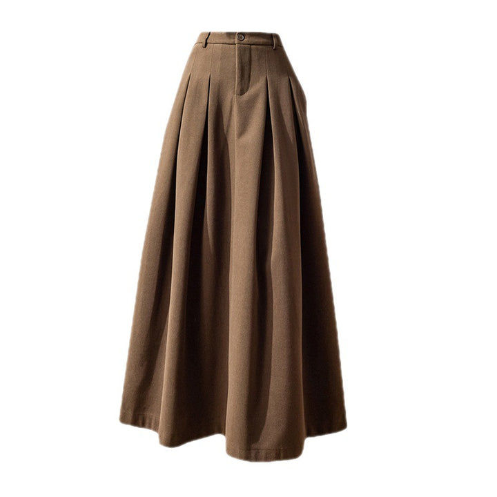 Women's Pleated Midi Skirt – Metal Silk High Waist A-Line Draped