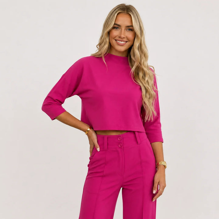 Women's Casual Nine-Quarter Sleeve Set – Fresh Relaxed Silhouette