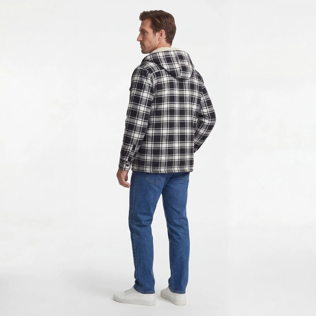 Men's Plaid Hoodie Jacket – Fleece Lined Casual Outerwear