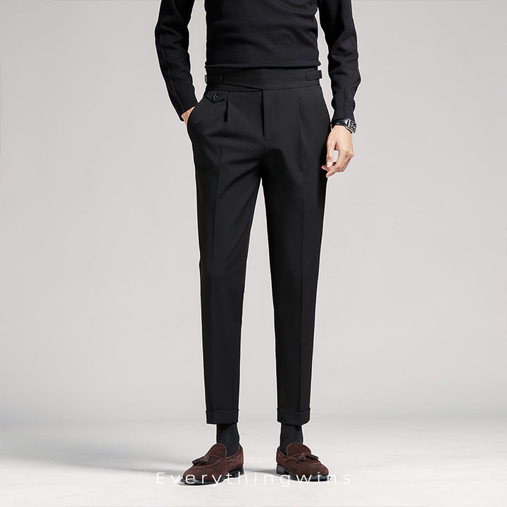 Men's Modern High Waist Slim Trouser – Refined Pleated Front