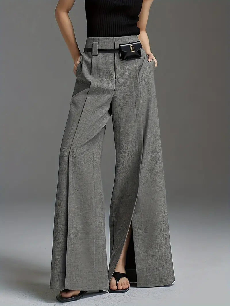 Women's Flared Split Trouser – Relaxed Fit, Split Hem Pant