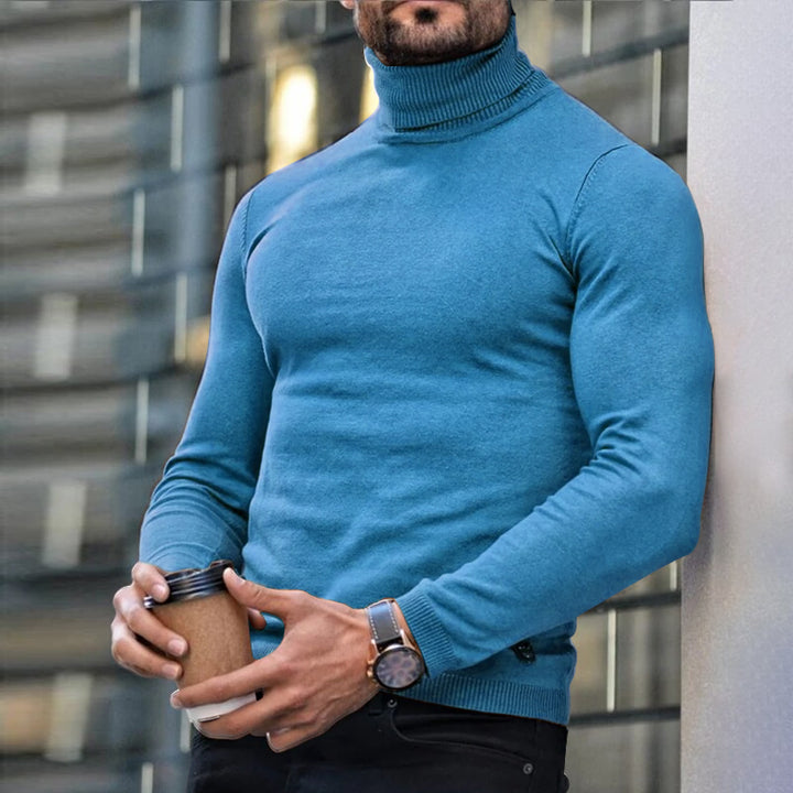 Men's Printed Stretch Turtleneck T-Shirt – Soft Long Sleeve Top