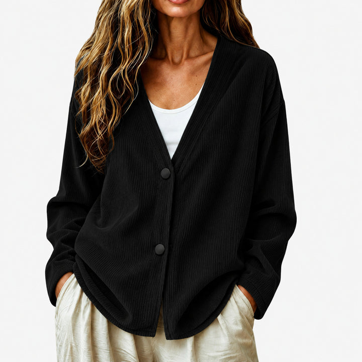 Women's Ribbed Knit Cardigan – Lightweight Button Front Jacket