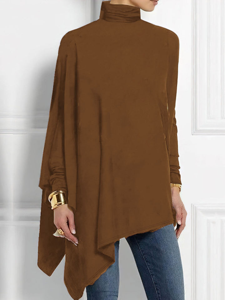 Women's Irregular Hem Long Sleeve Top – Modern Asymmetrical Silhouette
