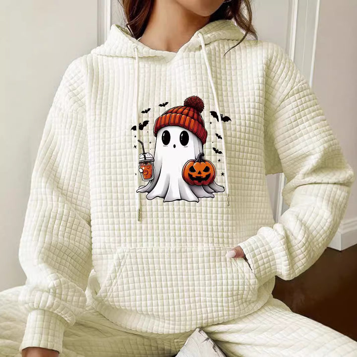 Women's Waffle Knit Long-Sleeve Hoodie – Relaxed Street Style
