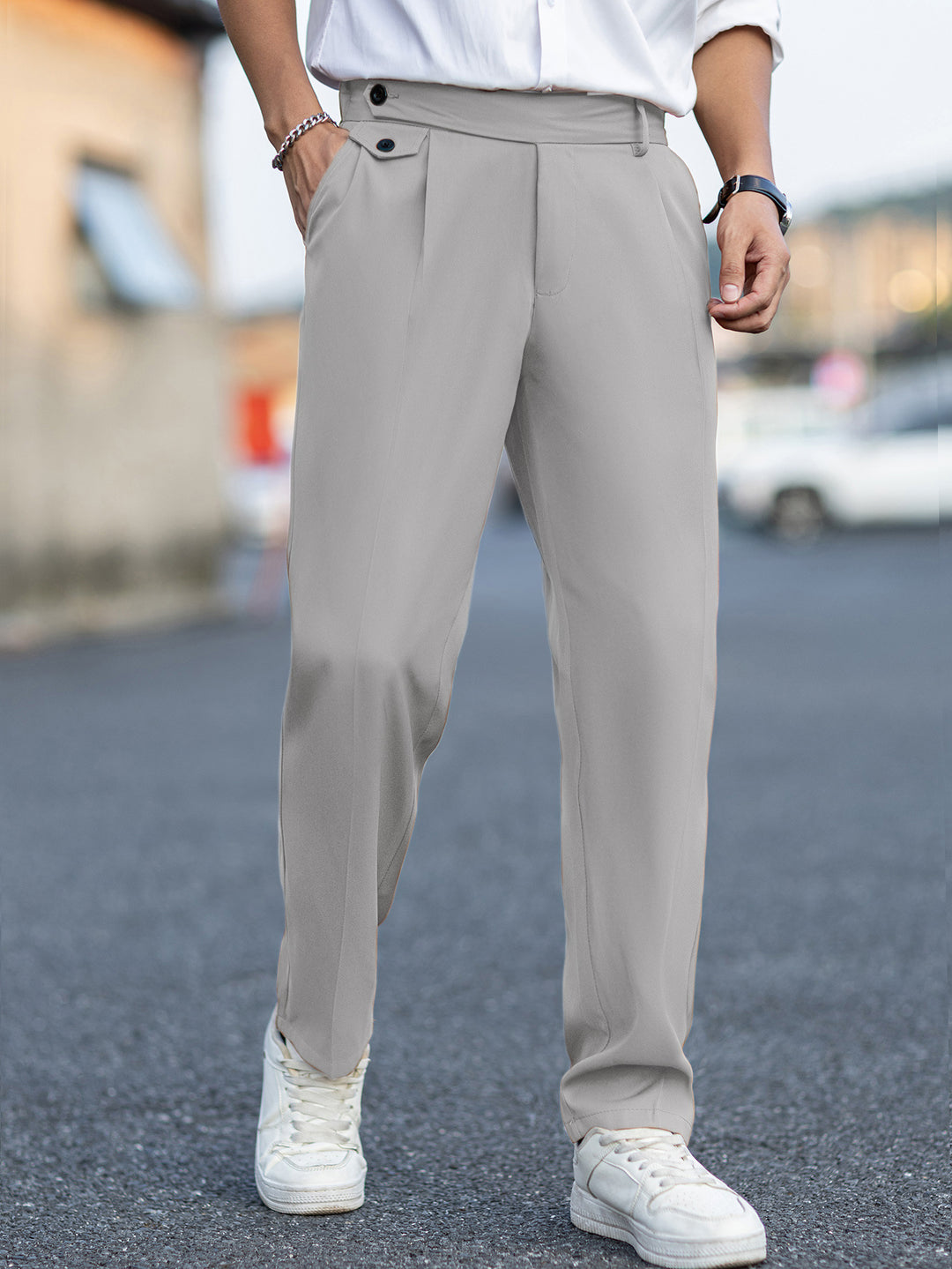 Men's Straight-Leg Trousers – Pleated Casual Style