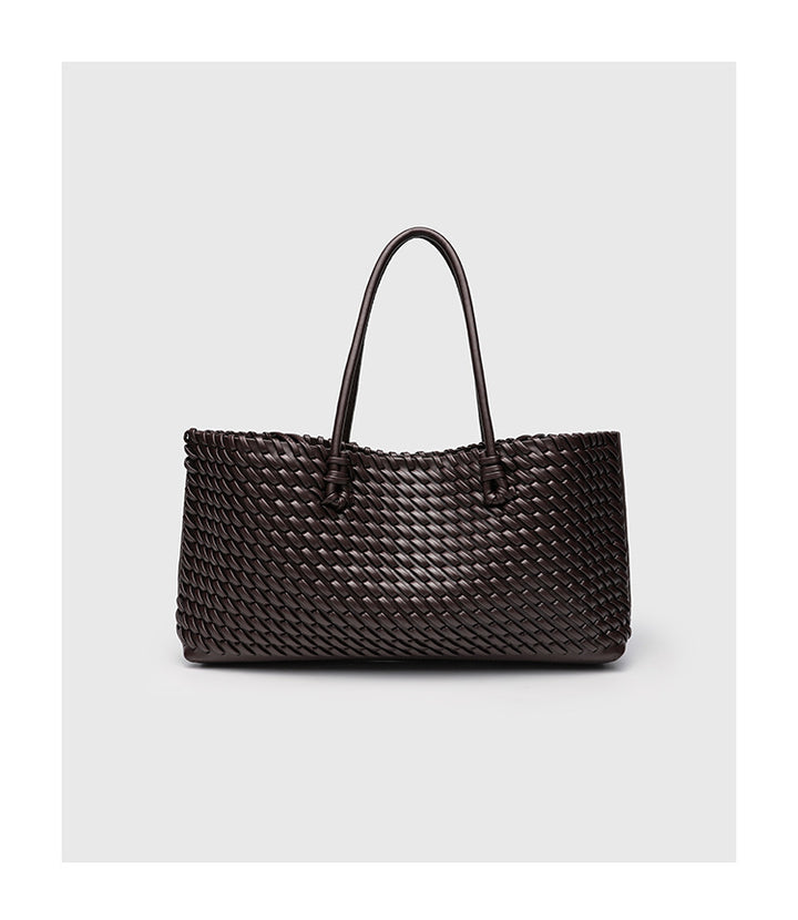 Woven Tote Bag for Women – Vegan Leather, Structured Design