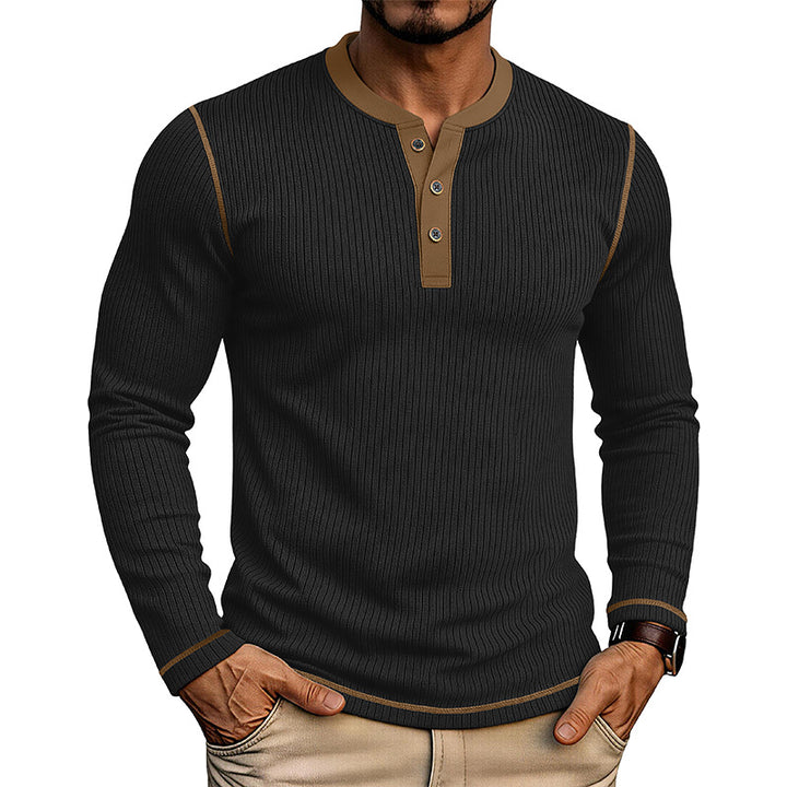 Men's Long Sleeve Colorblock Henley T-Shirt – Modern Fit