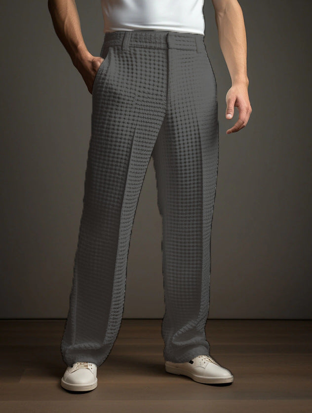 Men's Waffle Texture Business Trouser – Straight-Leg Versatility
