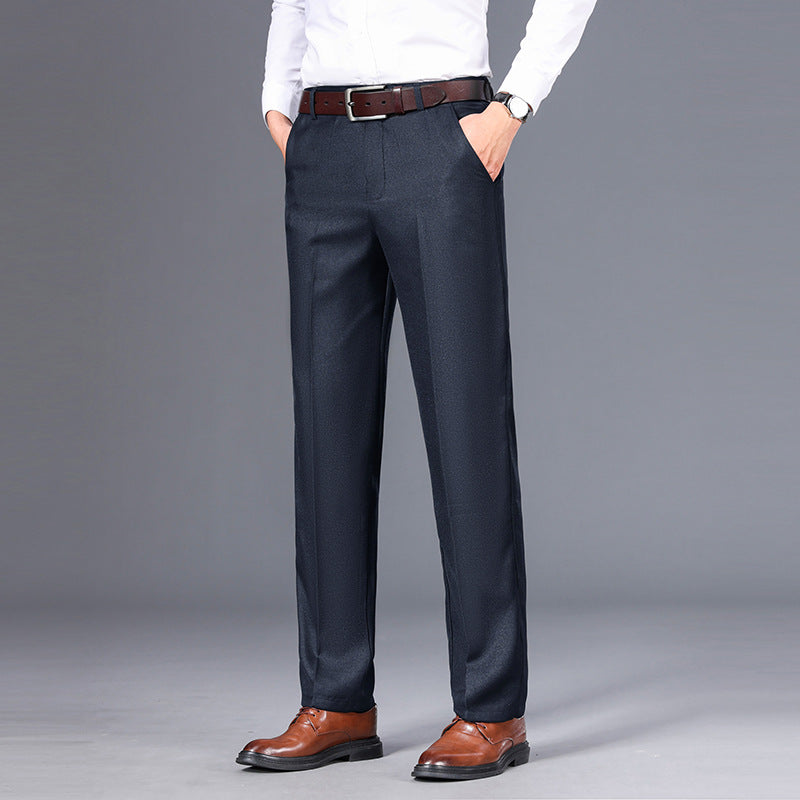 Men's Wool-Blend Dress Trouser – Straight-Cut Thickened Casual Fit