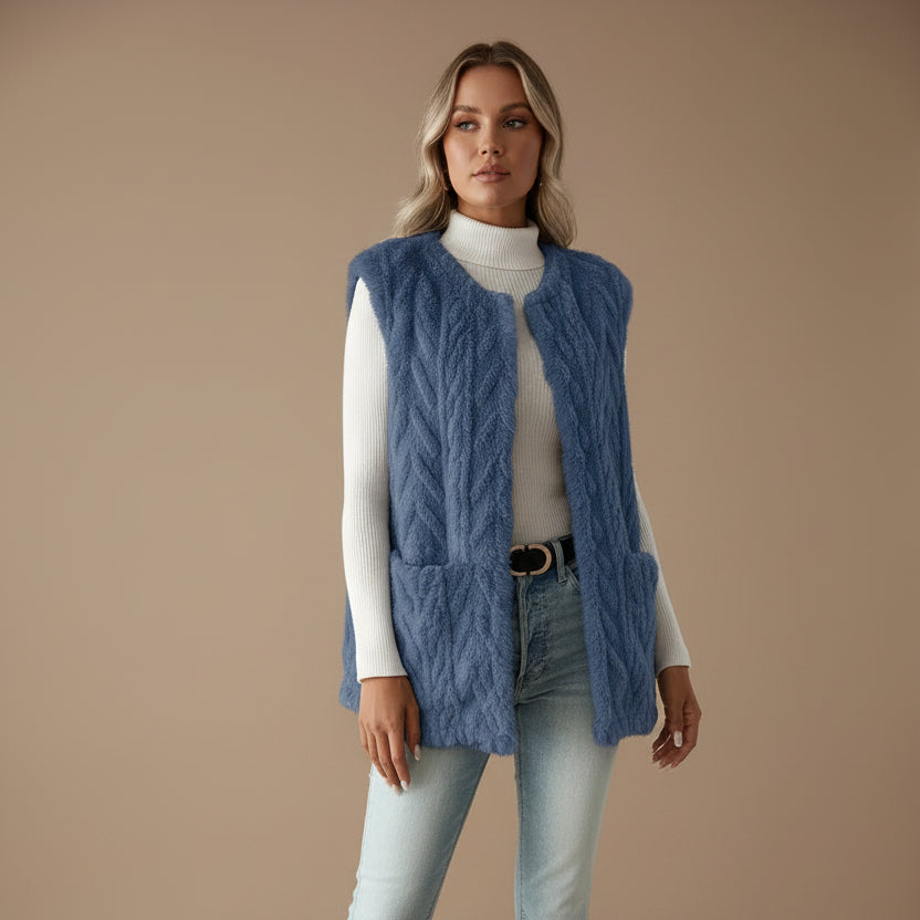 Women's Plush Vest – Diamond Texture Double-Sided Design