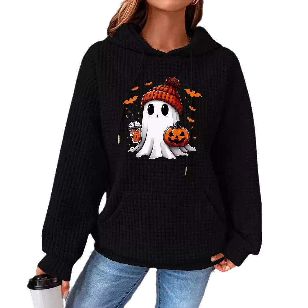 Women's Waffle Knit Long-Sleeve Hoodie – Relaxed Street Style