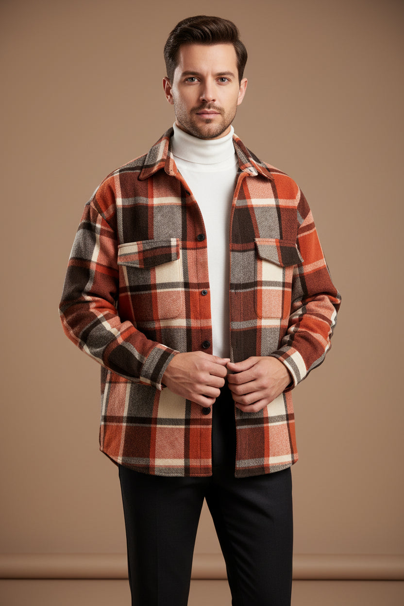Men's Flannel Shirt – Brushed Plaid, Relaxed Fit, Long Sleeve