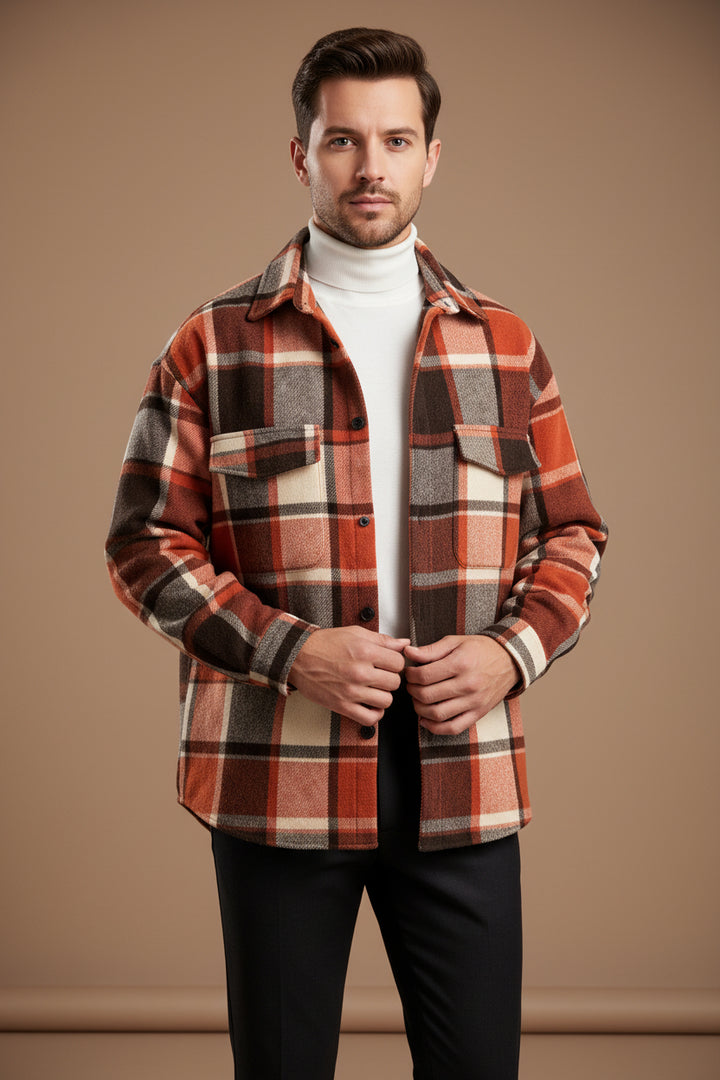 Men's Flannel Shirt – Brushed Plaid, Relaxed Fit, Long Sleeve