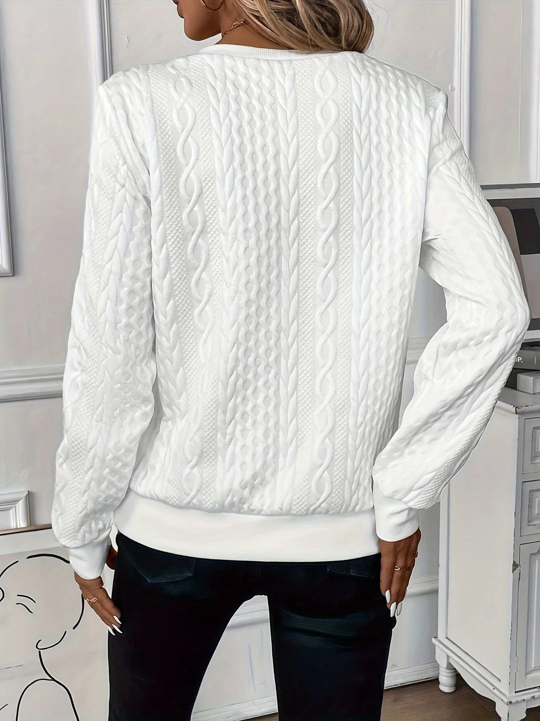 Women's Quilted Jacquard Hoodie – Cozy Street-Style Pullover