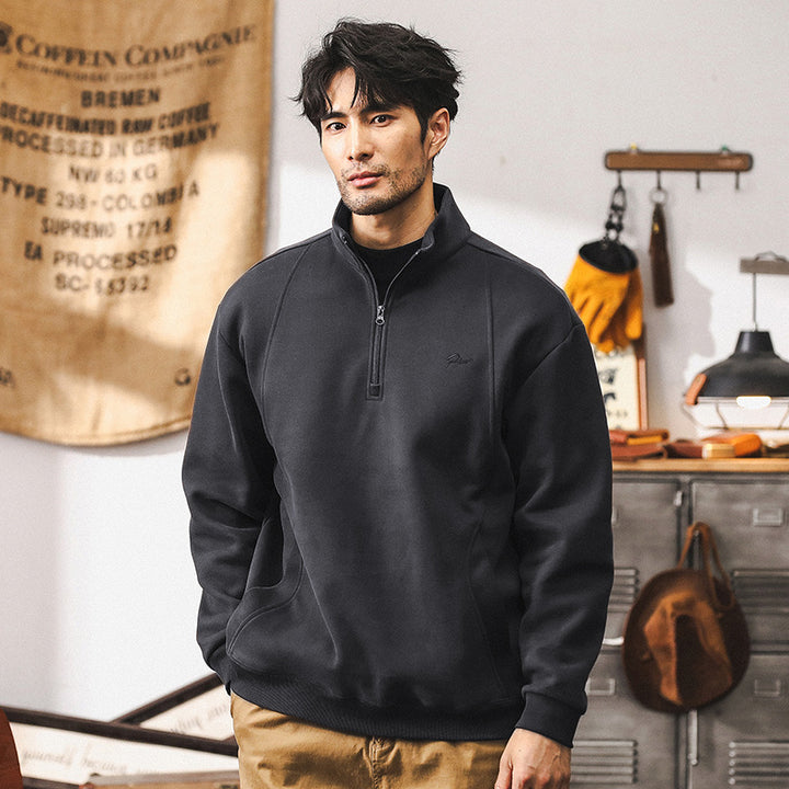 Men's Fleece Zip Coat – Wool-Feel Lined for Everyday Warmth