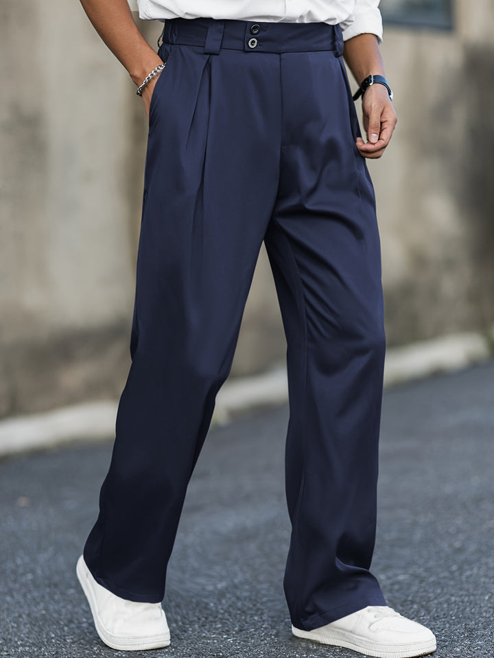 Men's Rabbit Fur Cropped Trousers – High-Waisted Straight Fit