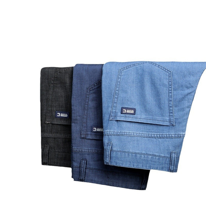 Men’s Stretch Jeans – Lightweight High Waist Straight-Leg Denim