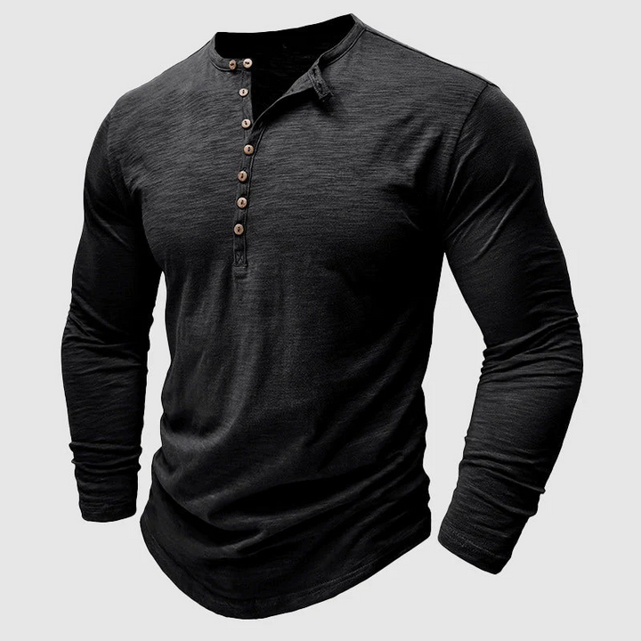 Men's Cotton Long Sleeve T-Shirt – Soft Pullover Crewneck Layer