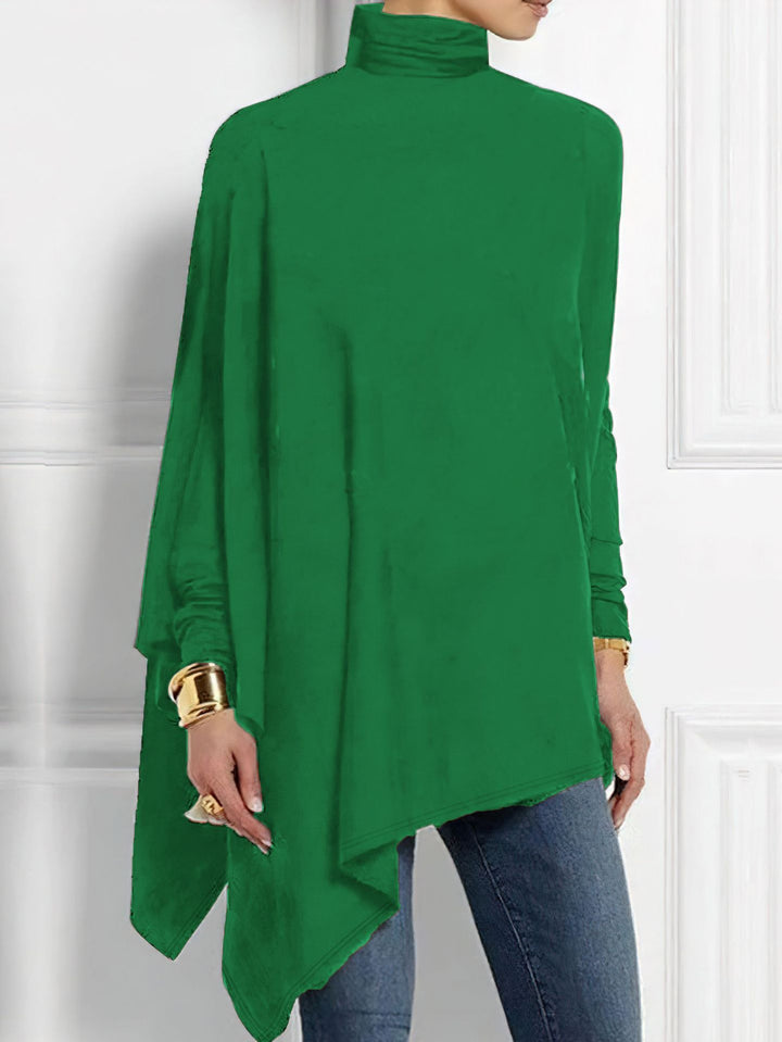Women's Irregular Hem Long Sleeve Top – Modern Asymmetrical Silhouette